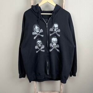 Metallica Band Tour Black Birth School Death Skull Zip Hoodie size XL